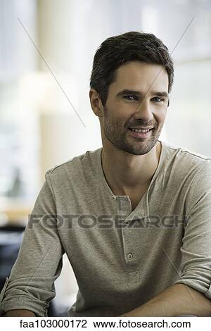 "Man smiling, portrait" View Large Photo Image Stock Image - "Man smiling, portrait". Fotosearch