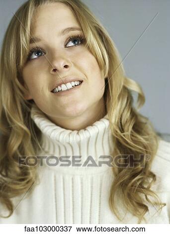"Teenage girl looking up in thought, portrait" View Large Photo Image Stock Photo - "Teenage girl looking up in thought, portrait". Fotosearch