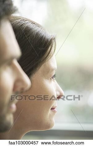"Woman gazing out window, profile" View Large Photo Image Stock Photo - "Woman gazing out window, profile". Fotosearch