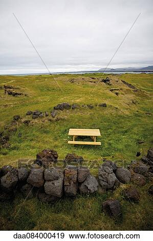 Lone picnic table in countryside, Ondverdarnes, Snaefellsnes Peninsula, Iceland View Large Photo Image Stock Photo - Lone picnic table in countryside, Ondverdarnes, Snaefellsnes Peninsula, Iceland. Fotosearch