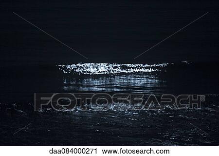 Moonlight reflecting on ocean waves at night View Large Photo Image Stock Image - Moonlight reflecting on ocean waves at night. Fotosearch