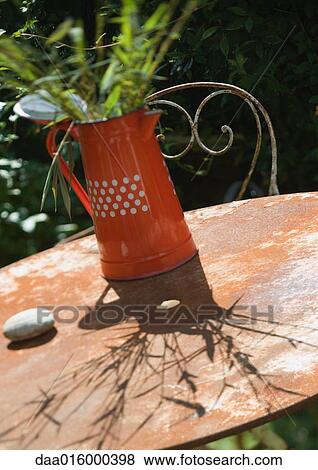 Bamboo stems in pitcher, on outdoor table View Large Photo Image Stock Photo - Bamboo stems in pitcher, on outdoor table. Fotosearch