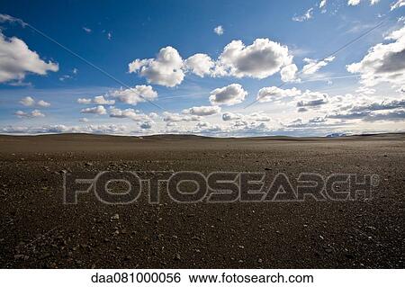 Stock Photograph - Barren landscape, Sprengisandur region, Iceland. Fotosearch