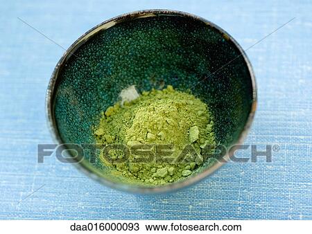 Bowl of macha tea powder View Large Photo Image Stock Image - Bowl of macha tea powder. Fotosearch