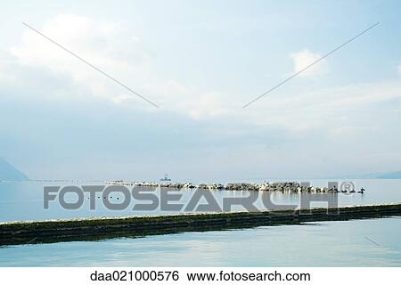 Breakwater on lake View Large Photo Image Stock Photograph - Breakwater on lake. Fotosearch