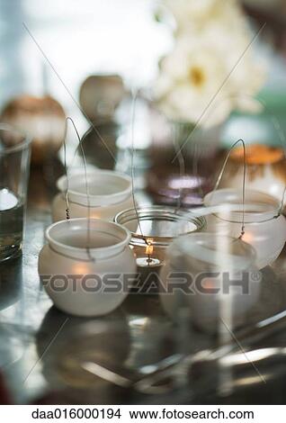 Candles on table View Large Photo Image Picture - Candles on table. Fotosearch