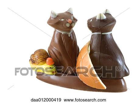 Chocolate cats and snail View Large Photo Image Stock Photo - Chocolate cats and snail. Fotosearch
