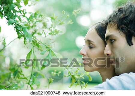 Couple looking at tree, close-up View Large Photo Image Stock Photo - Couple looking at tree, close-up. Fotosearch