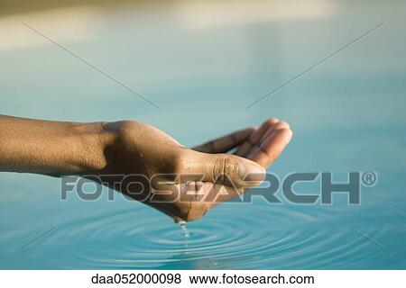 Cupped hand holding water View Large Photo Image Stock Photo - Cupped hand holding water. Fotosearch