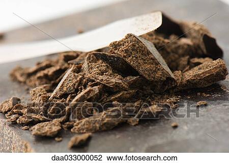 Stock Image - Dark chocolate, extreme close-up. Fotosearch