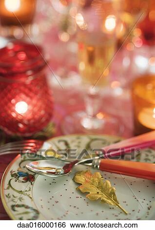 Stock Photograph - Decorated table with place settings. Fotosearch