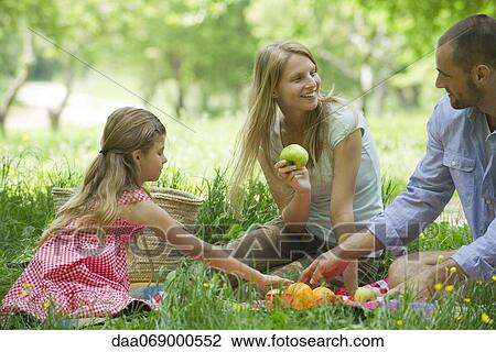 Family having picnic outdoors View Large Photo Image Stock Image - Family having picnic outdoors. Fotosearch