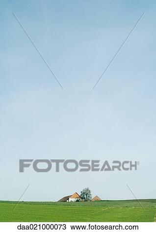 Farm house in green field View Large Photo Image Stock Image - Farm house in green field. Fotosearch