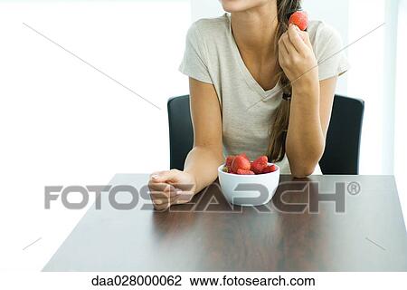 Female eating strawberries, cropped View Large Photo Image Stock Image - Female eating strawberries, cropped. Fotosearch