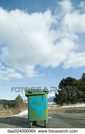 Garbage can with spray-painted heart View Large Photo Image Picture - Garbage can with spray-painted heart. Fotosearch