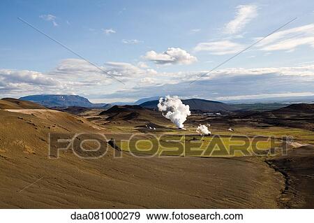 Geothermal power station, Krafla, Iceland View Large Photo Image Stock Photo - Geothermal power station, Krafla, Iceland. Fotosearch