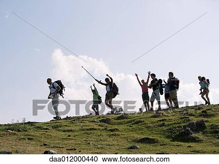 Group of hikers View Large Photo Image Stock Image - Group of hikers. Fotosearch