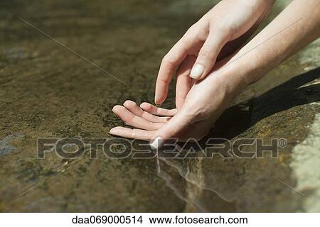 Hands touching surface of water View Large Photo Image Picture - Hands touching surface of water. Fotosearch