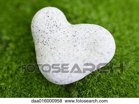 Heart-shaped stone on moss View Large Photo Image Stock Photo - Heart-shaped stone on moss. Fotosearch