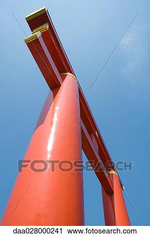 Japanese torii gate, low angle view View Large Photo Image Stock Image - Japanese torii gate, low angle view. Fotosearch