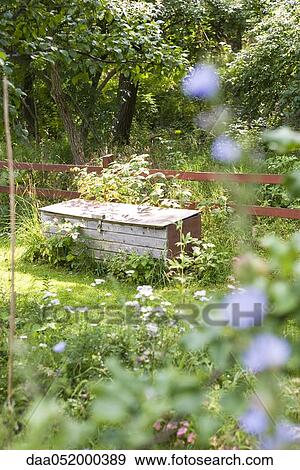 Locked storage crate in garden View Large Photo Image Stock Photo - Locked storage crate in garden. Fotosearch