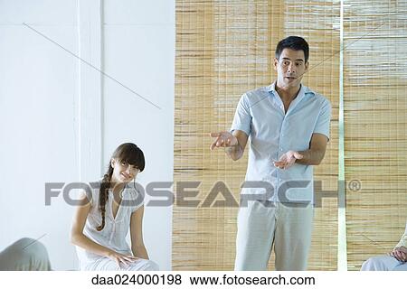 Man leading group therapy session, cropped View Large Photo Image Stock Photo - Man leading group therapy session, cropped. Fotosearch