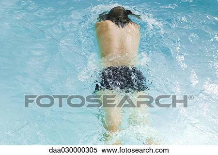 Man swimming in pool, rear view View Large Photo Image Stock Photography - Man swimming in pool, rear view. Fotosearch