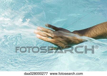 Man touching water's surface, cropped view of hand View Large Photo Image Stock Photo - Man touching water's surface, cropped view of hand. Fotosearch
