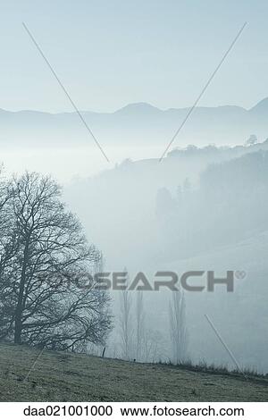 Stock Image - Misty mountain landscape. Fotosearch