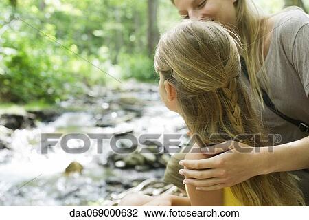 Mother and young daughter bonding outdoors View Large Photo Image Stock Image - Mother and young daughter bonding outdoors. Fotosearch
