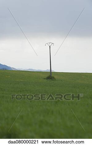 Stock Image - Power lines in rural landscape. Fotosearch
