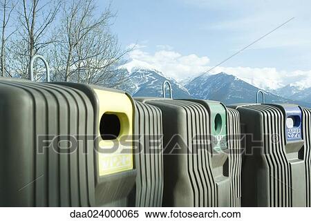 Recycling bins View Large Photo Image Stock Photography - Recycling bins. Fotosearch