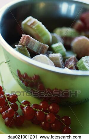 Rhubarb in bowl and red currants View Large Photo Image Stock Image - Rhubarb in bowl and red currants. Fotosearch