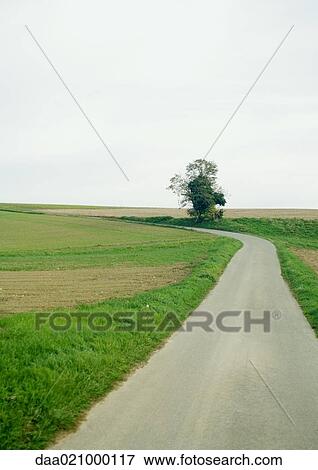 Stock Photo - Rural road through green landscape. Fotosearch