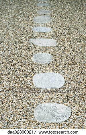 Stepping stones in gravel View Large Photo Image Stock Photo - Stepping stones in gravel. Fotosearch