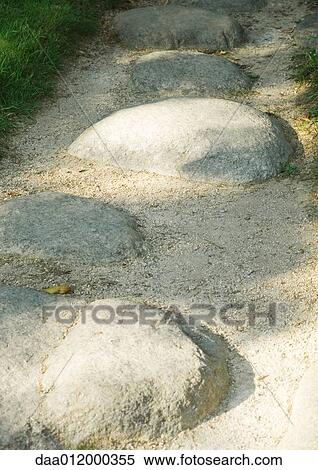 Stock Photography - Stepping stones in pathway. Fotosearch