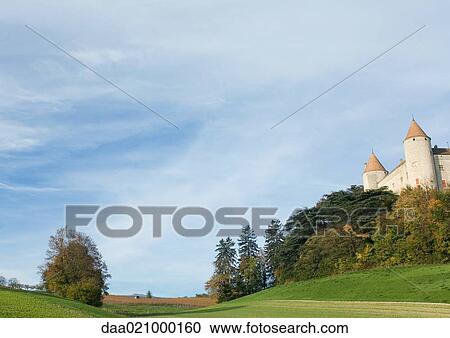 Switzerland, castle, low angle view View Large Photo Image Stock Image - Switzerland, castle, low angle view. Fotosearch