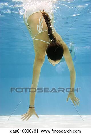 Teenage girl swimming underwater View Large Photo Image Stock Image - Teenage girl swimming underwater. Fotosearch