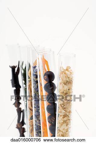 Test tubes containing dried flowers, berries and spices View Large Photo Image Stock Photograph - Test tubes containing dried flowers, berries and spices. Fotosearch