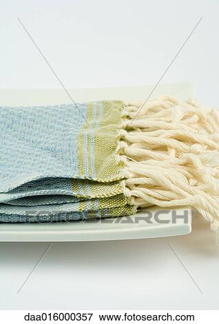 Towel on tray View Large Photo Image Stock Photo - Towel on tray. Fotosearch