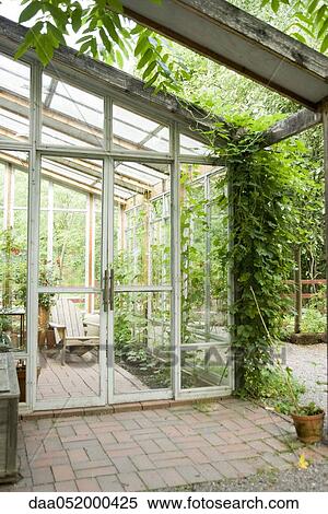 Trellis shaded terrace in front of greenhouse View Large Photo Image Stock Photography - Trellis shaded terrace in front of greenhouse. Fotosearch