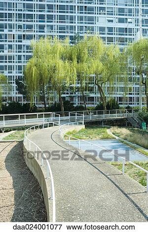 Stock Photo - Walkway in office park. Fotosearch