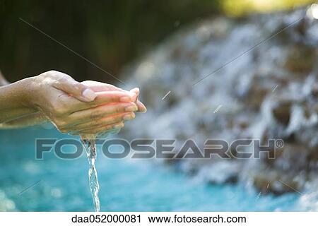 Water flowing from cupped hands View Large Photo Image Stock Image - Water flowing from cupped hands. Fotosearch
