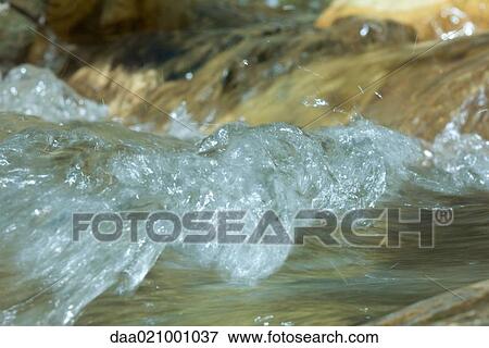 Stock Photo - Water running, abstract view, full frame. Fotosearch