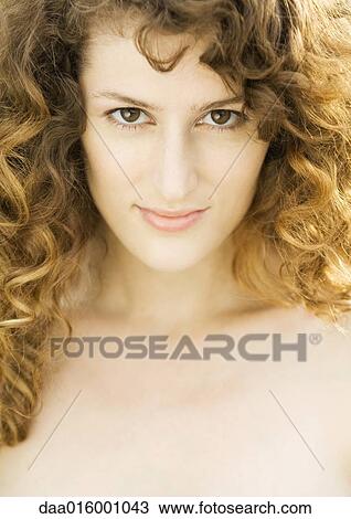 Stock Image - Woman, head and shoulders, close-up. Fotosearch