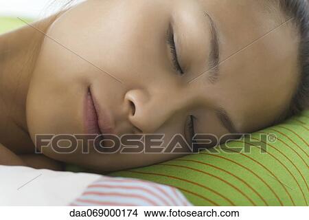 Picture - Woman sleeping, close-up. Fotosearch
