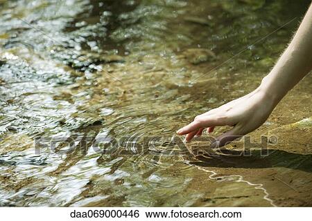 Woman's hand touching water View Large Photo Image Stock Photograph - Woman's hand touching water. Fotosearch