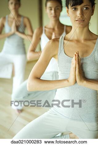 Yoga class doing tree pose View Large Photo Image Stock Image - Yoga class doing tree pose. Fotosearch