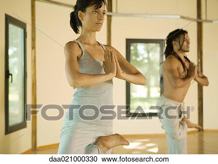 Yoga class doing tree pose View Large Photo Image Stock Image - Yoga class doing tree pose. Fotosearch