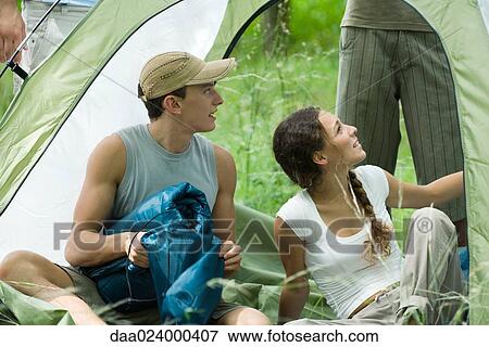 Young campers in tent View Large Photo Image Stock Photo - Young campers in tent. Fotosearch